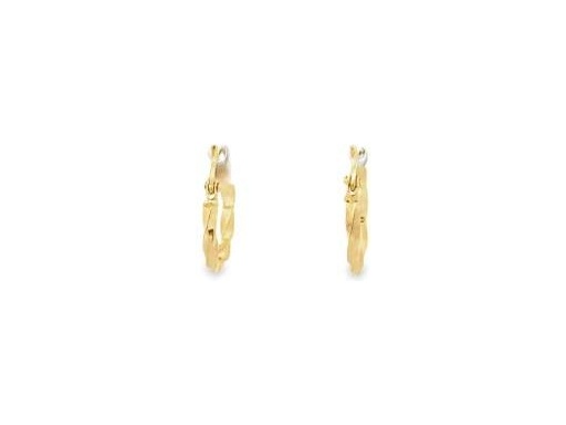 18K Yellow Gold 0.6-Inch Twisted Wave Hoop Earrings